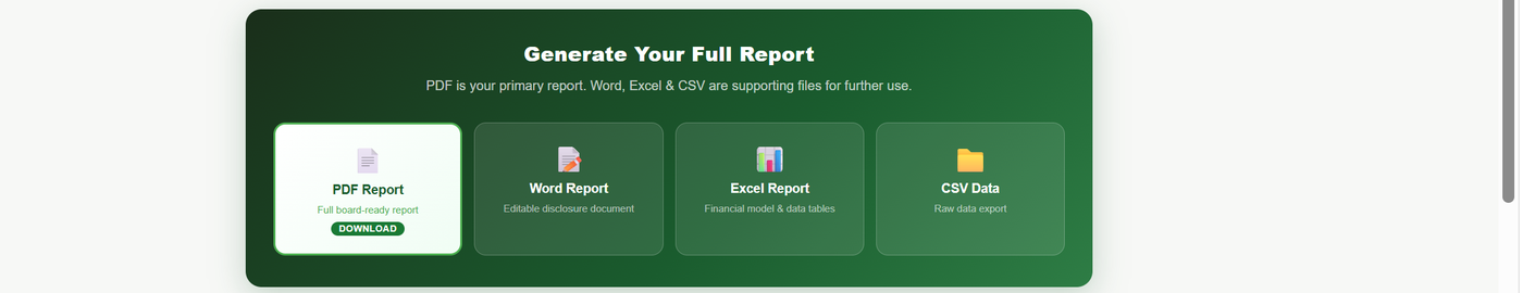 Export report as PDF, Word, Excel or CSV